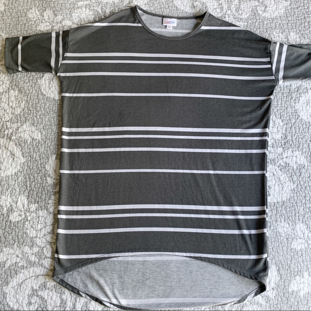 LuLaRoe Gray White Striped Irma Tunic